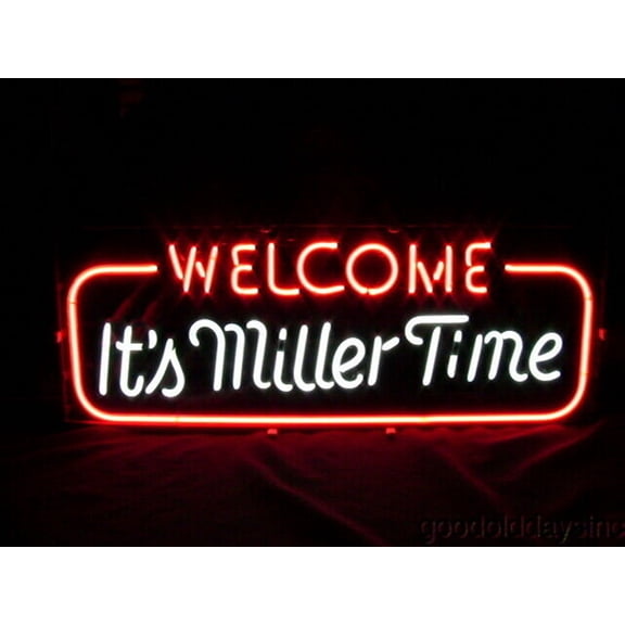 Queen Sense 20"x16" Welcome It's Millers Time Neon Sign Man Cave Handmade Neon Light 120WIMT