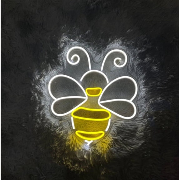 Queen Sense 20"x17" Bee LED Sign Light Wall Decor Party Night Lights Flex Neon Signs 120BEEFLED