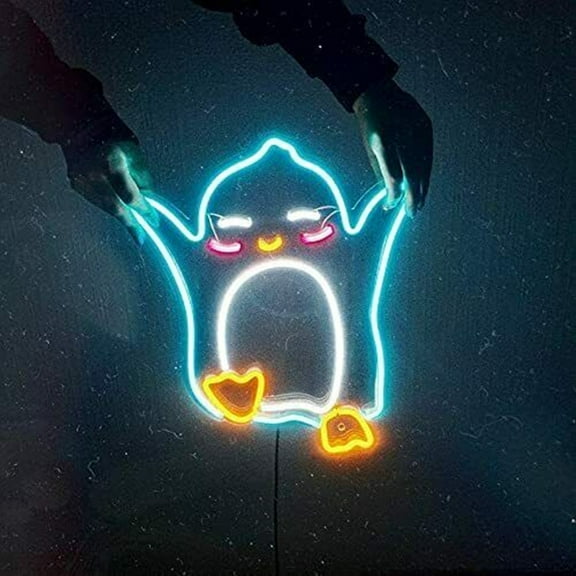 Queen Sense 20"x20" Penguin LED Sign Light Wall Decor Party Night Lights Flex Neon Signs 120PENFLED