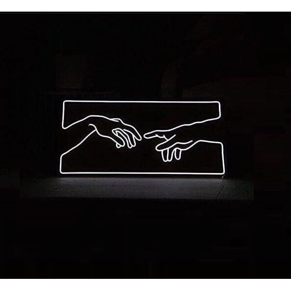 Queen Sense 20"x9.5" Hands Of God LED Sign Light Wall Decor Party Night Lights Flex Neon Signs 120HOGFLED