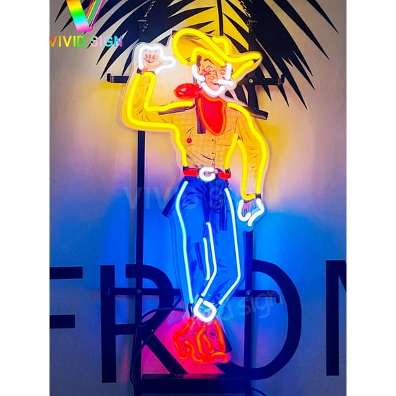 Queen Sense 21"x12" Las Vegas Cowboy Neon Sign HD Vivid Printing Handmade Artwork Neon Light 120LVCBVVD