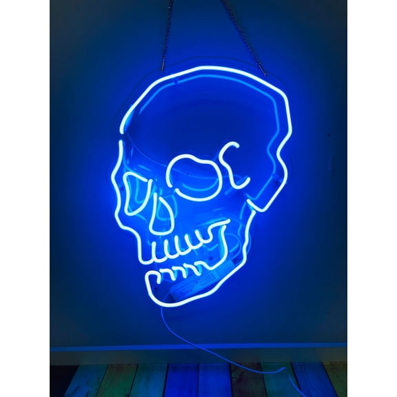Queen Sense 24" Custom Skull Skeleton Neon Sign With Dimmer Man Cave Beer Pub Bar Artwork Handmade Wall Decor Gift Neon Light 124SSBA2Tr