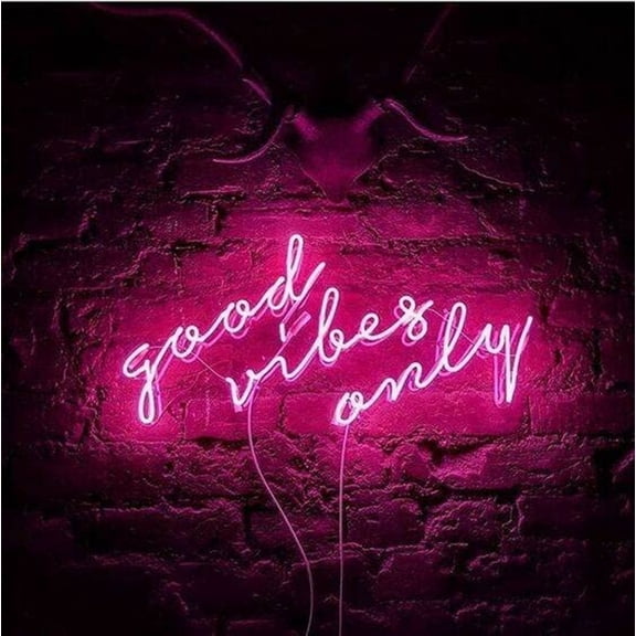 Queen Sense 24" Good Vibes Only Neon Sign Acrylic Panel With Dimmer Man Cave Handmade Neon Light 124GVOPV3A2Tr