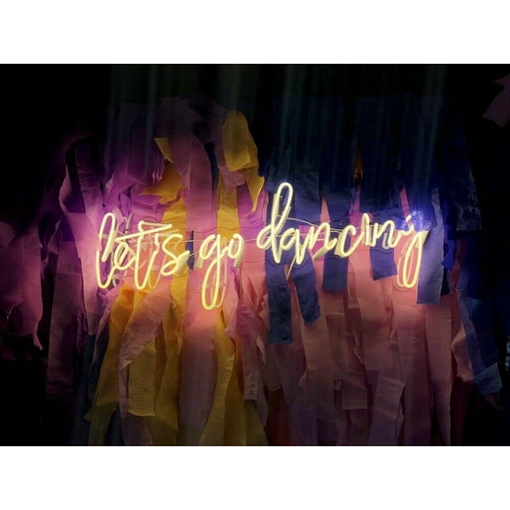 Queen Sense 24" Let's Go Dancing Neon Sign Outline Acrylic Panel With Dimmer Man Cave Handmade Neon Light 124LGDAT