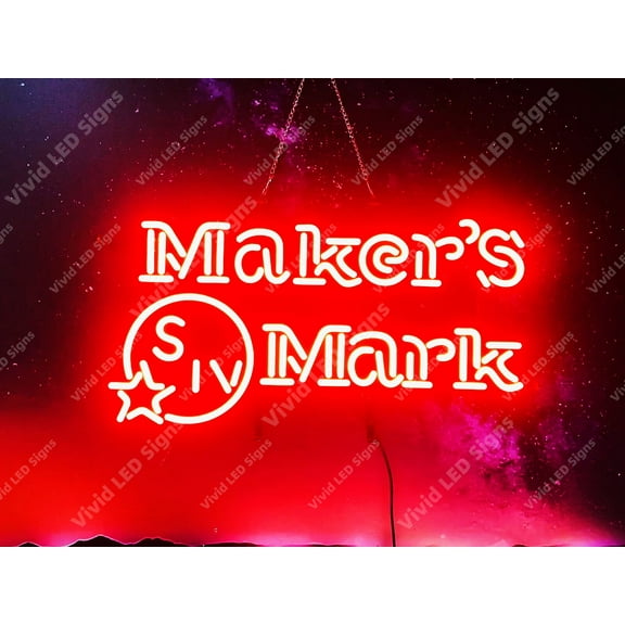 Queen Sense 24"x13" Bourbon Whisky Maker's Mark Siv LED Sign Light Neon Signs With Dimmer Party Home Wall Decor Lights W124MMSR-XLED