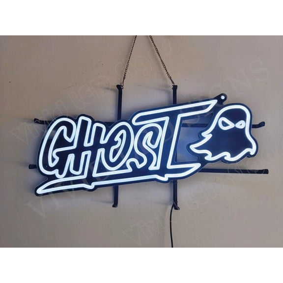 Queen Sense 24"x13" Custom Ghost Halloween Boo LED Sign Light Neon Signs With Dimmer Party Home Wall Decor Lights W124GWS-XLED