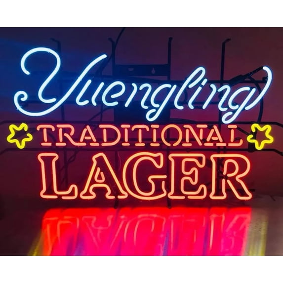 Queen Sense 24"x15" Custom Yuenglings Traditional Lager Neon Sign Man Cave Beer Pub Bar Artwork Handmade Wall Decor Gift Neon Light 124YLTL