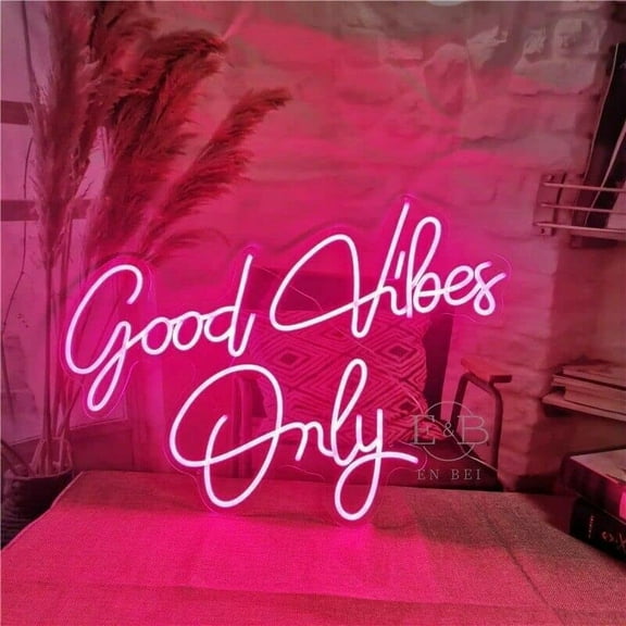 Queen Sense 24"x16.2" Good Vibes Only LED Sign Light Wall Decor Party Night Lights Flex Neon Signs 124GVOPFLED