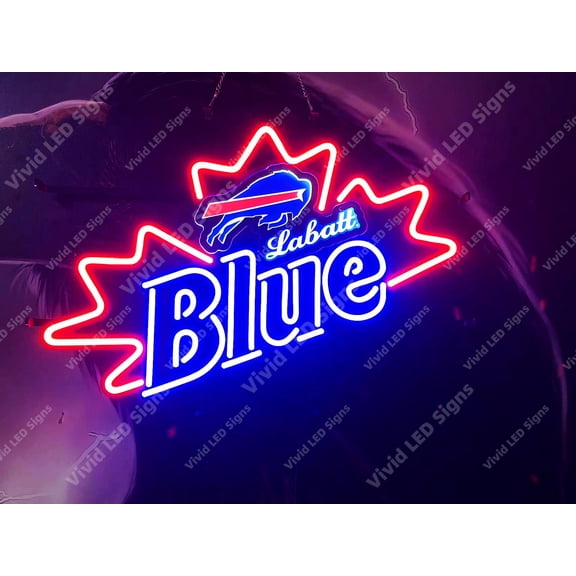 Queen Sense 24"x16" For Buffalos Sports League Bills Labatt Blues Beer LED Sign Light Neon Signs With Dimmer Party Home Wall Decor Lights W124LBBLV2BBTLB-XLED