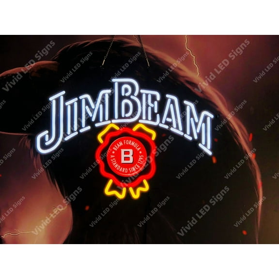 Queen Sense 24"x18" Jim Beams Whiskey LED Sign Light Neon Signs With Dimmer Party Home Wall Decor Lights W124JBWL-XLED