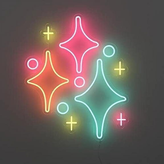 Queen Sense 24"x19.3" Twinkling Stars LED Sign Light Wall Decor Party Night Lights Flex Neon Signs 124TSFLED
