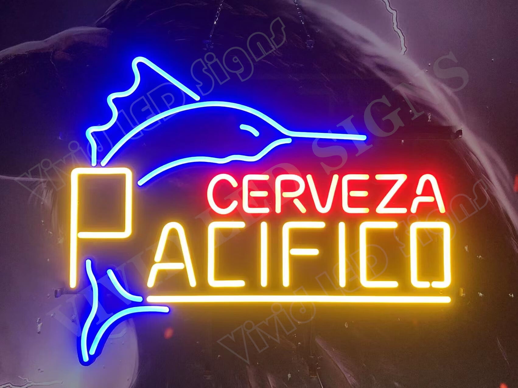Queen Sense 24"x20" Cerveza Pacificos Swordfish LED Sign Light Neon