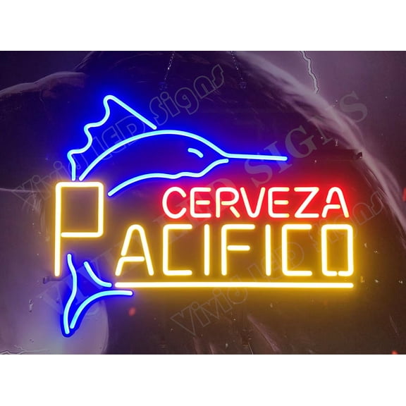 Queen Sense 24"x20" Cerveza Pacificos Swordfish LED Sign Light Neon Signs With Dimmer Party Home Wall Decor Lights W124CPSF-XLED