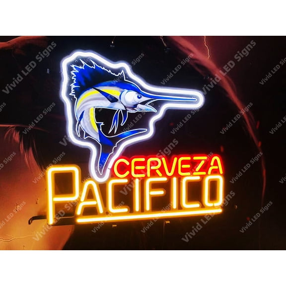 Queen Sense 24"x20" Cerveza Pacificos Swordfish LED Sign Light Neon Signs With Dimmer Party Home Wall Decor Lights W124CPSFB-XLED