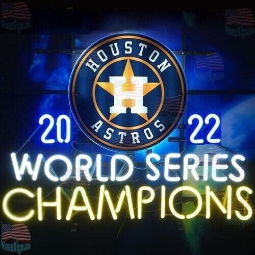 Queen Sense 24"x20" Custom For Houstons Sports League Astros 2022 World Series Champions Neon Sign Wall Decor Handmade Artwork Beer Pub Bar Man Cave Party Gift Neon Light W124HATL22WSC