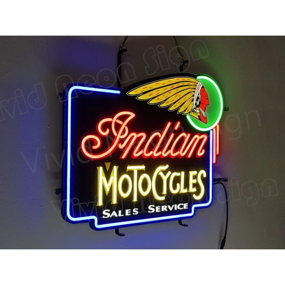 Queen Sense 24"x20" Custom Indian Motorcycle LED Sign Light Neon Signs With Dimmer Party Home Wall Decor Lights W124IMLV3VVD-XLED
