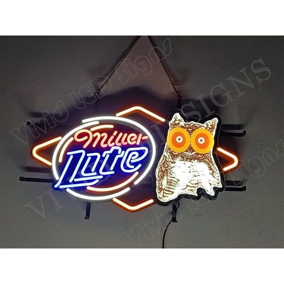 Queen Sense 24"x20" Custom Millers Lite Hooters LED Sign Light Neon Signs With Dimmer Party Home Wall Decor Lights W124MLLV3HLB-XLED