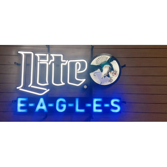 Queen Sense 24"x20" Custom Millers Lite For Philadelphias Sports League Eagles LED Sign Light Neon Signs With Dimmer Wall Decor Party Home Beer Pub Bar Artwork Gift Lights W124LPE-XLED