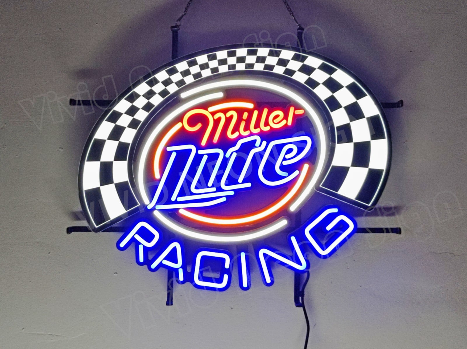 Queen Sense 24"x20" Custom Millers Lite Racing LED Sign Light Neon ...