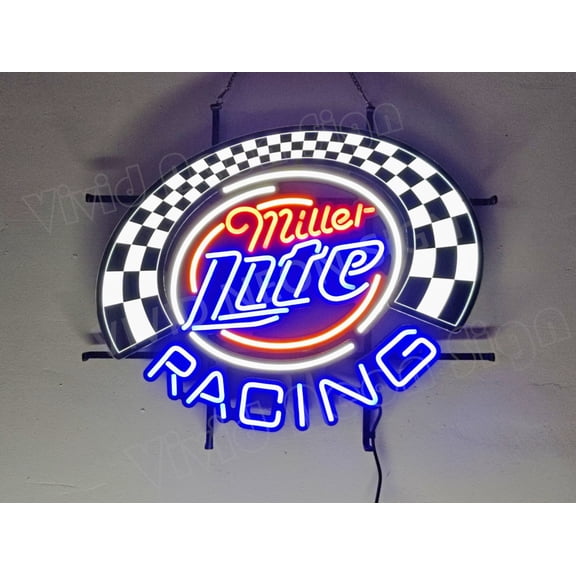 Queen Sense 24"x20" Custom Millers Lite Racing LED Sign Light Neon Signs With Dimmer Party Home Wall Decor Lights W124MLLV3R-XLED