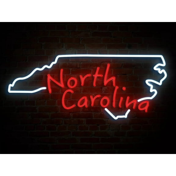 Queen Sense 24"x20" Custom North Carolina Map Neon Sign Man Cave Beer Pub Bar Artwork Handmade Wall Decor Gift Neon Light 124NCM