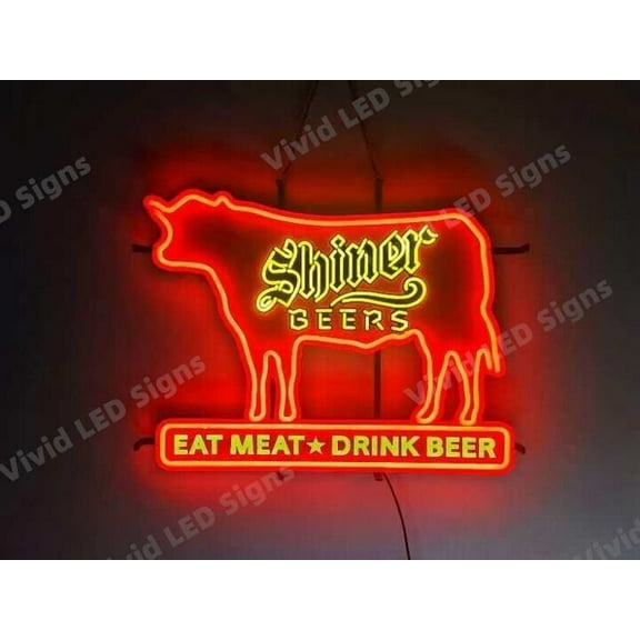 Queen Sense 24"x20" Custom Shiners Eat Meat Drink Beer LED Sign Light Neon Signs With Dimmer Party Home Wall Decor Lights W124SBEMDB-XLED