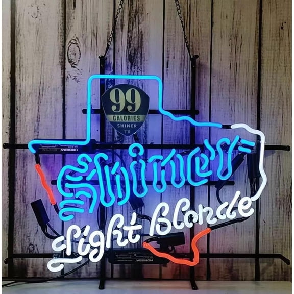 Queen Sense 24"x20" Custom Shiners Light Blonde Texas Beer Neon Sign Man Cave Pub Bar Artwork Handmade Wall Decor Gift Neon Light 124SLBTB