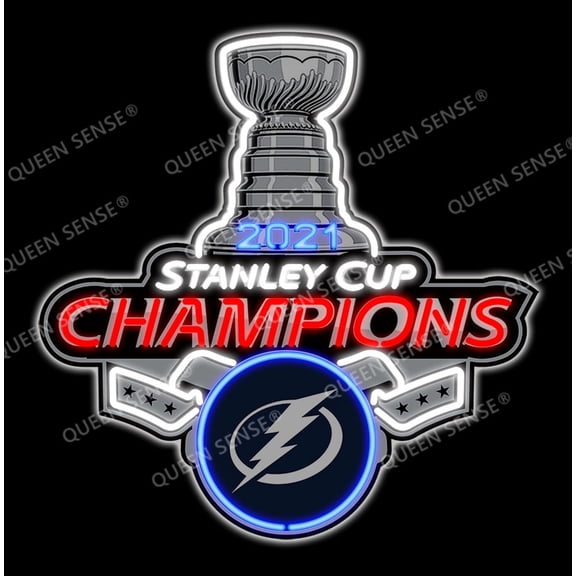 Queen Sense 24"x20" Custom For Tampa Bays Sports League Lightning 2020 Ice Hockey Champions Neon Sign HD Vivid Printing Artwork Beer Bar Pub Decor Wall Party Gift Neon Light 132IPMSVVD