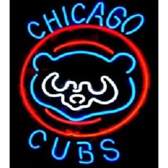 Queen Sense 24"x20" For Chicagos Sports Team Cubs Bear Head Retro Neon Sign Man Cave Handmade Neon Light 124CCBH