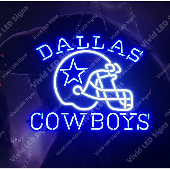 Queen Sense 24"x20" For Dallas's Sports League Cowboys Helmet LED Sign Light Neon Signs With Dimmer Party Home Wall Decor Lights W124DCBHV2-XLED