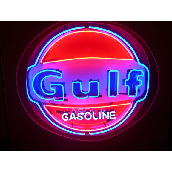 Queen Sense 24"x20" Gulf Gasoline Gas Oil Neon Sign HD Vivid Printing Handmade Artwork Neon Light 124GGLVVD