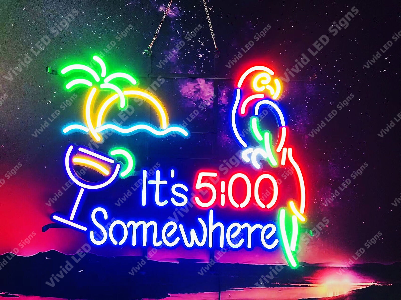 Tapis De Bar Humour "It's 5:00 Somewhere" - 30,5x45,7 Cm, Antidérapant, Facile à Nettoyer