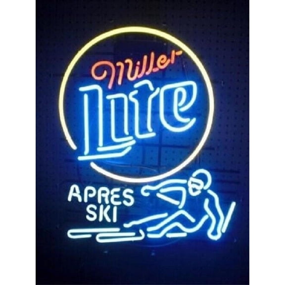 Queen Sense 24"x20" Millers Lite Apres Ski Neon Sign Man Cave Pub Bar Artwork Handmade Wall Decor Neon Light 124MLAS