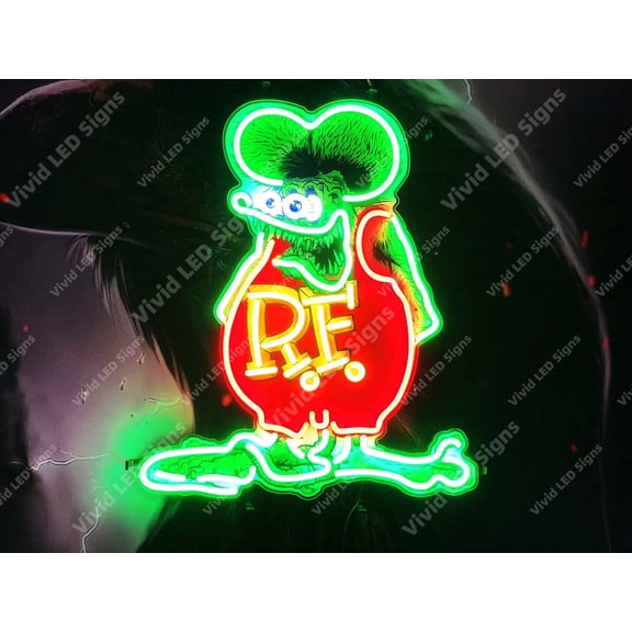 Queen Sense 24"x20" Rat Finks LED Sign Light Neon Signs With Dimmer Party Home Wall Decor Lights W124RFVVD-XLED