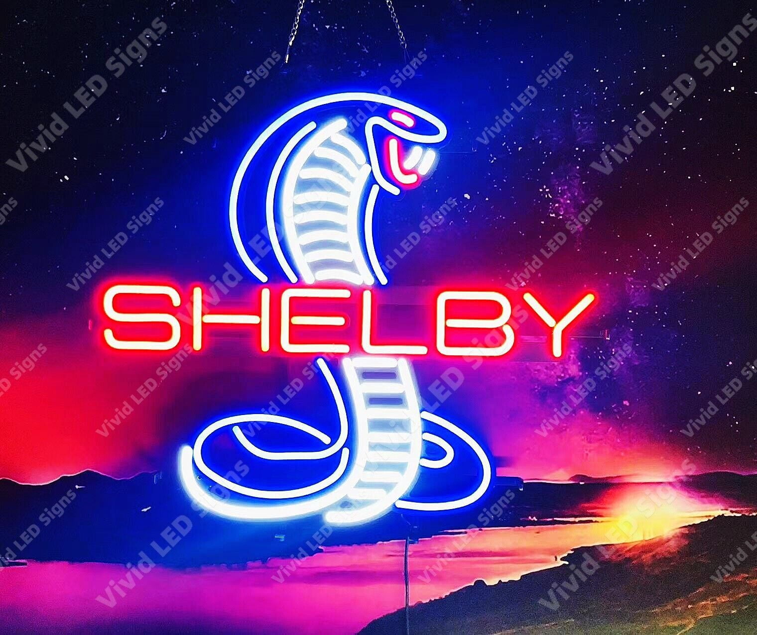 Queen Sense 24"x20" Shelbys Auto Dealer LED Sign Light Neon Signs With ...