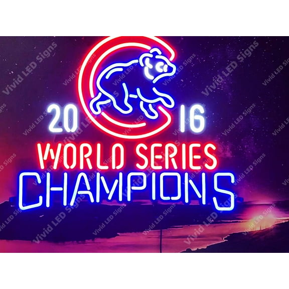 Queen Sense 24"x20" Walking Bear For Chicagos Sports League Cubs 2016 World Champions LED Sign Light Neon Signs With Dimmer Party Home Wall Decor Lights W124CCWB16WSCV2-XLED