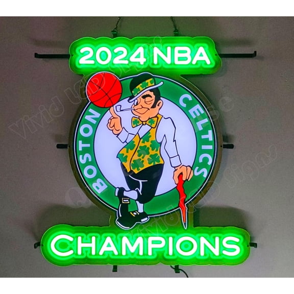 Queen Sense 24"x22" Custom For Bostons Sports League Celtics 2024 Champions LED Sign Light Neon Signs With Dimmer Party Home Wall Decor Artwork Gift Beer Pub Bar Lights W124BCNBA24CVVD-XLED