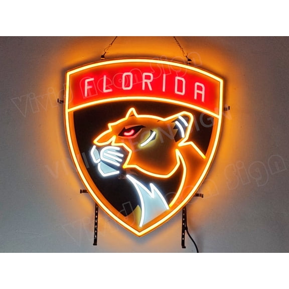 Queen Sense 24"x22" Custom For Floridas Sports League Panthers LED Sign Light Neon Signs With Dimmer Party Home Wall Decor Lights W124FPLV2VVD-XLED