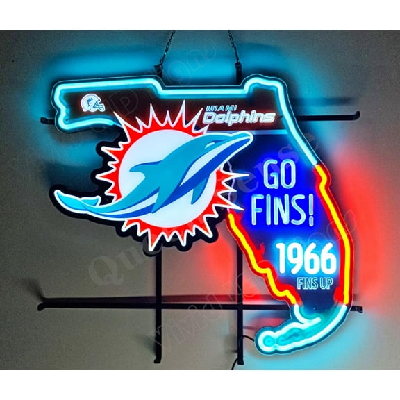 Queen Sense 24"x22" For Miamis Sports League Dolphins Miami Map LED Sign Light Neon Signs With Dimmer Party Home Wall Decor Lights W124MDLV2MM-XLED