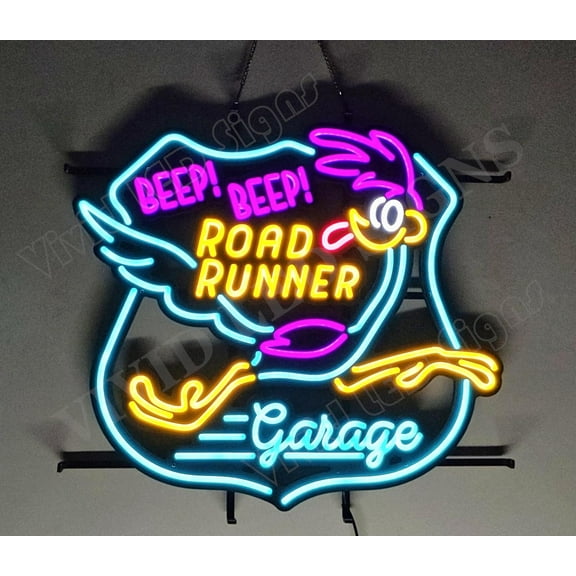 Queen Sense 24"x22" Plymouth Road Runners Beep Beep Garage LED Sign Light Neon Signs With Dimmer Party Home Wall Decor Lights W124RRBR66-XLED