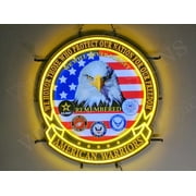 Queen Sense 24x22 USA Flag Eagle Emblem American Warriors LED Sign Light Neon Signs With Dimmer Party Home Wall Decor Lights W124USAWAVVD-XLED
