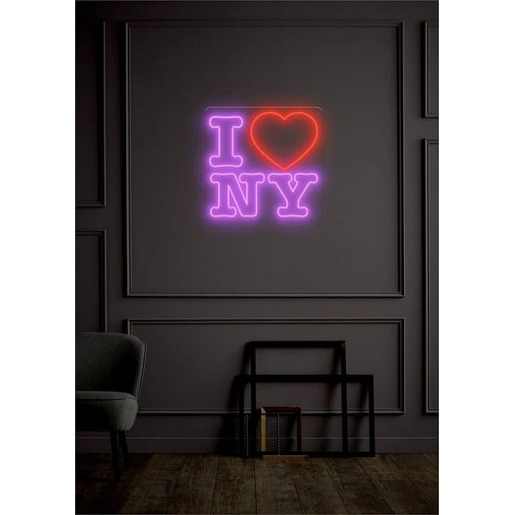 Queen Sense 24"x23.3" I Love New York LED Sign Light Wall Decor Party Night Lights Flex Neon Signs 124ILNY-FLED