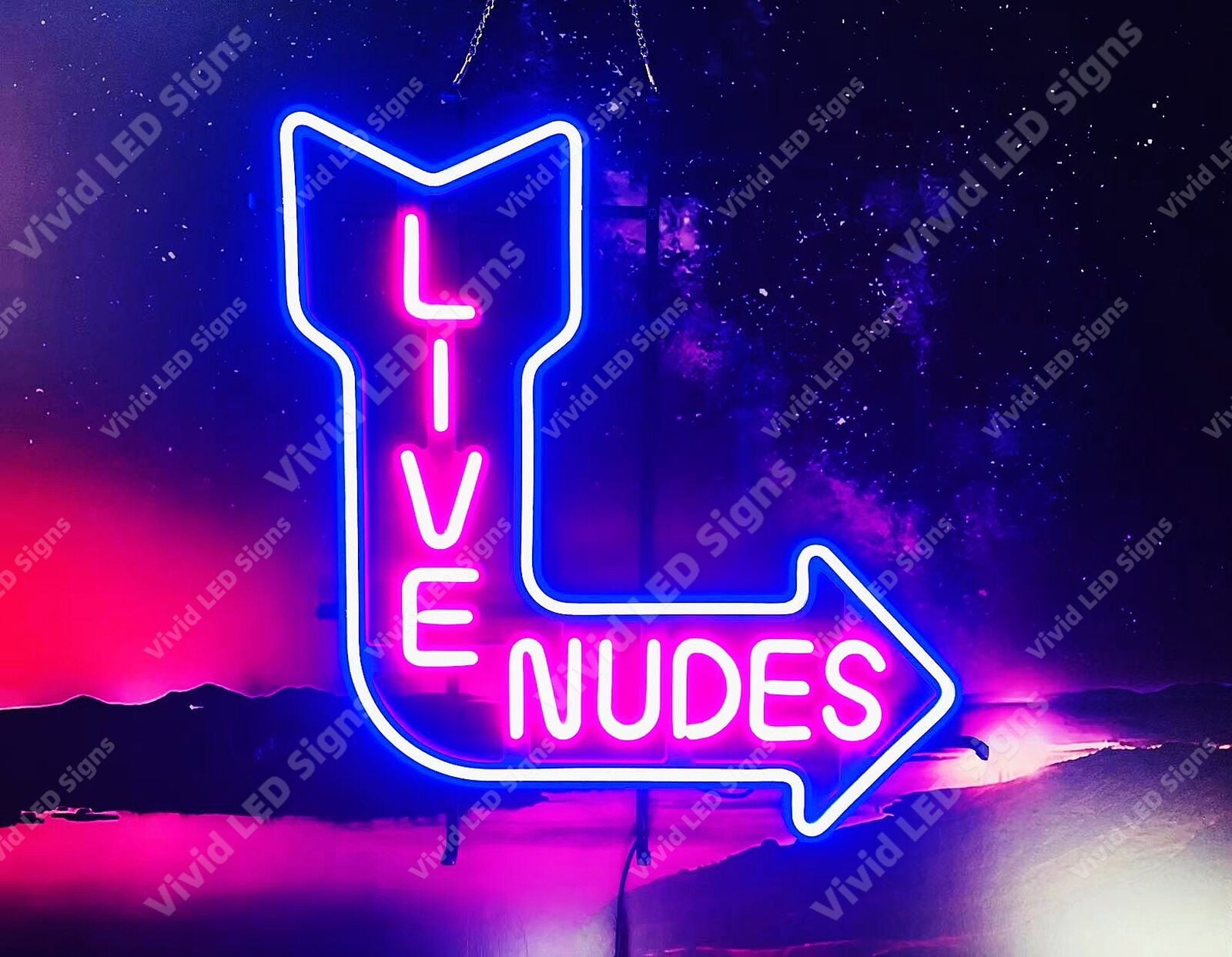 Queen Sense 24"x23" Stripper Pole Live Nudes Arrow LED Sign Light Neon