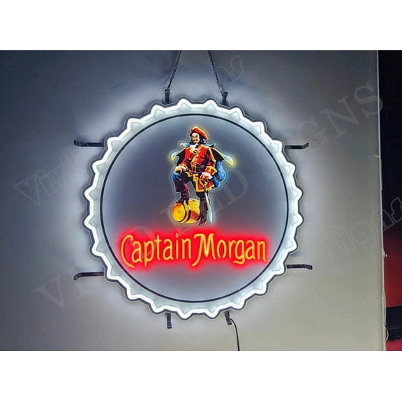 Queen Sense 24"x24" Custom Captain Morgans Rums LED Sign Light Neon Signs With Dimmer Party Home Wall Decor Lights W124CMRLV4VVD-XLED