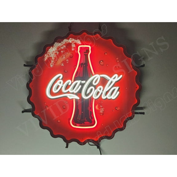 Queen Sense 24"x24" Custom Coca Coke Bottle LED Sign Light Neon Signs With Dimmer Party Beer Home Wall Decor Lights W124CCBV2VVD-XLED