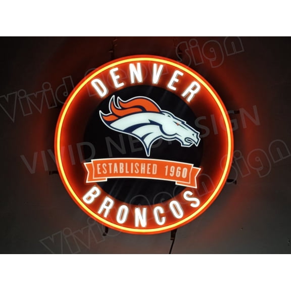 Queen Sense 24"x24" Custom For Denvers Sports League Broncos Established 1960 LED Sign Light Neon Signs With Dimmer Party Home Wall Decor Lights W124DBE1960VVD-XLED