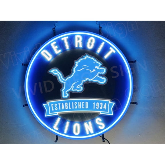 Queen Sense 24"x24" Custom For Detroits Sports League Lions Established 1934 LED Sign Light Neon Signs With Dimmer Party Home Wall Decor Lights W124DLE1934VVD-XLED