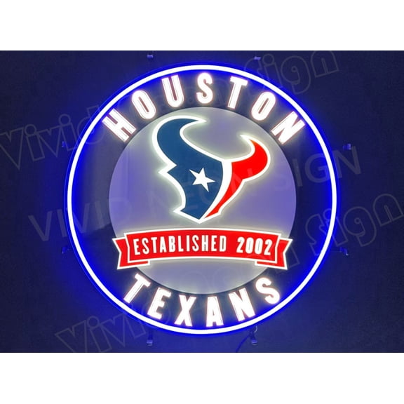 Queen Sense 24"x24" Custom For Houstons Sports League Texans Established 2002 LED Sign Light Neon Signs With Dimmer Party Home Wall Decor Lights W124HTE2002VVD-XLED
