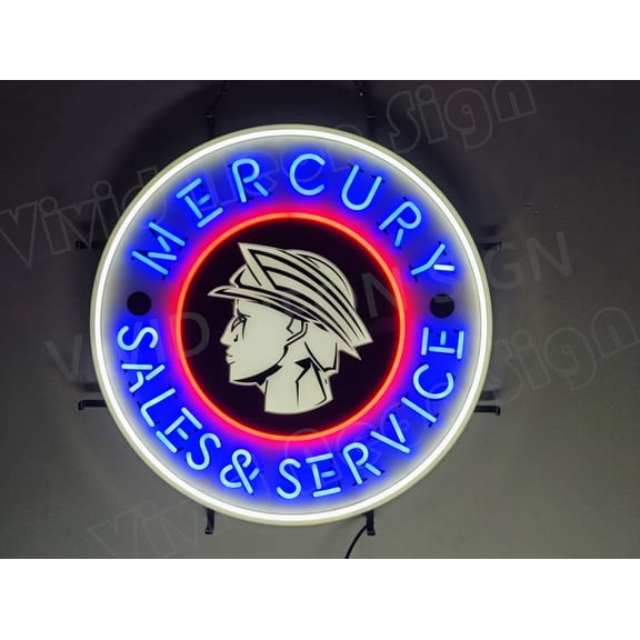 Queen Sense 24"x24" Custom Mercury Sales And Service LED Sign Light Neon Signs With Dimmer Party Home Wall Decor Lights W124MSSVVD-XLED