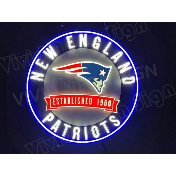 Queen Sense 24"x24" Custom For New Englands Sports League Patriots Established 1960 LED Sign Light Neon Signs With Dimmer Party Home Wall Decor Lights W124NEPE1960VVD-XLED